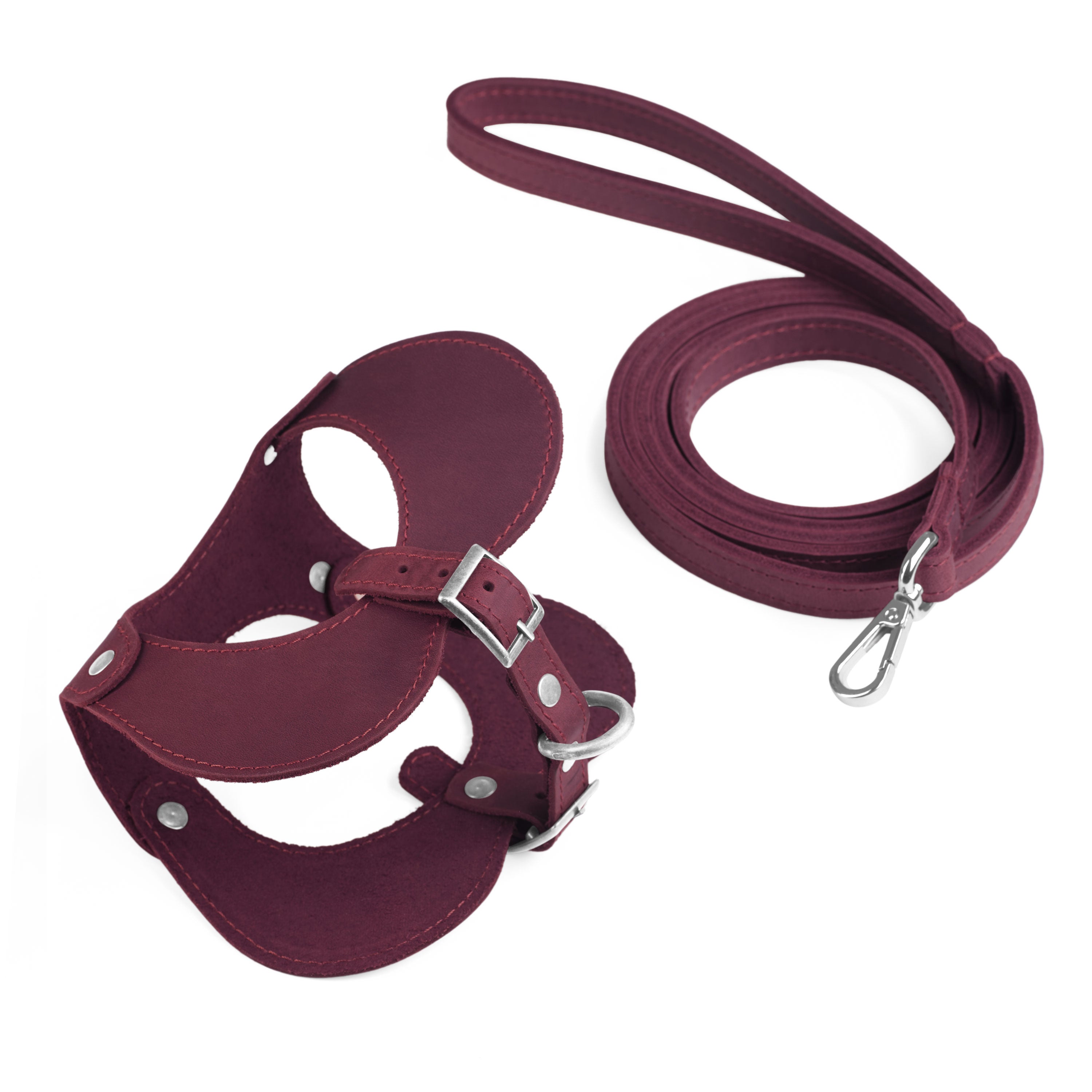 Simple Engraved Leather Cat Harness