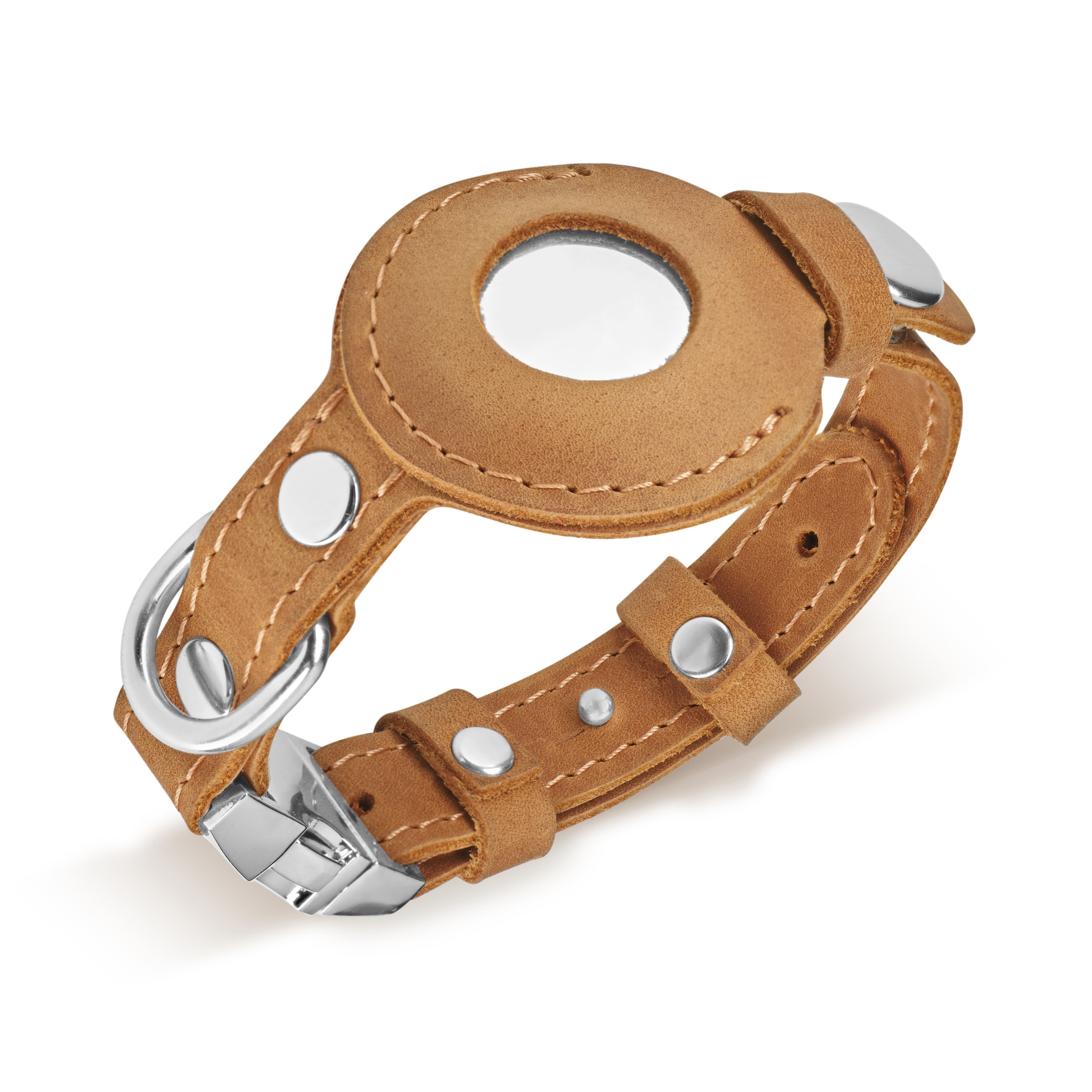 Embossed Leather AirTag Cat Collar Clip