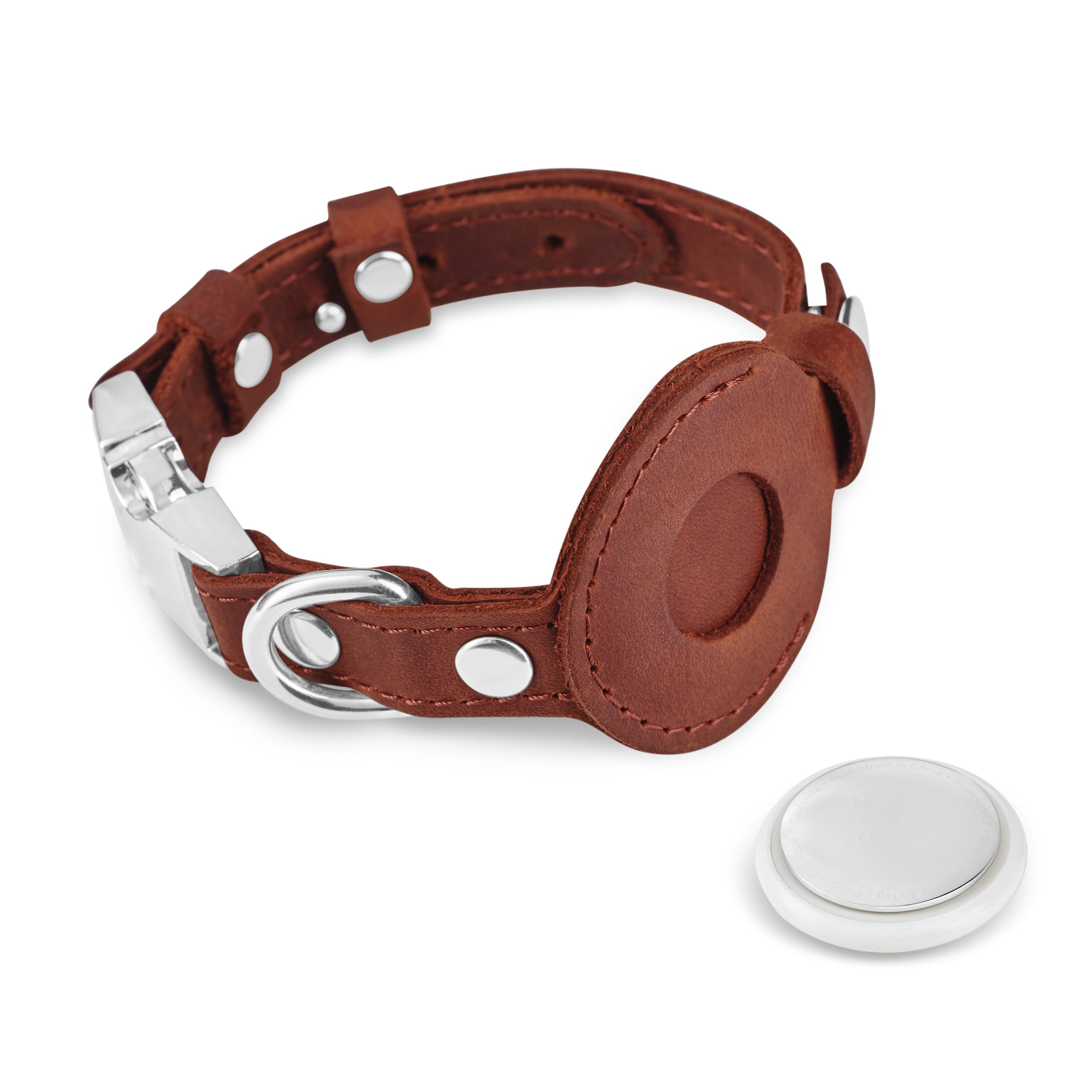 Leather AirTag Cat Collar Clip