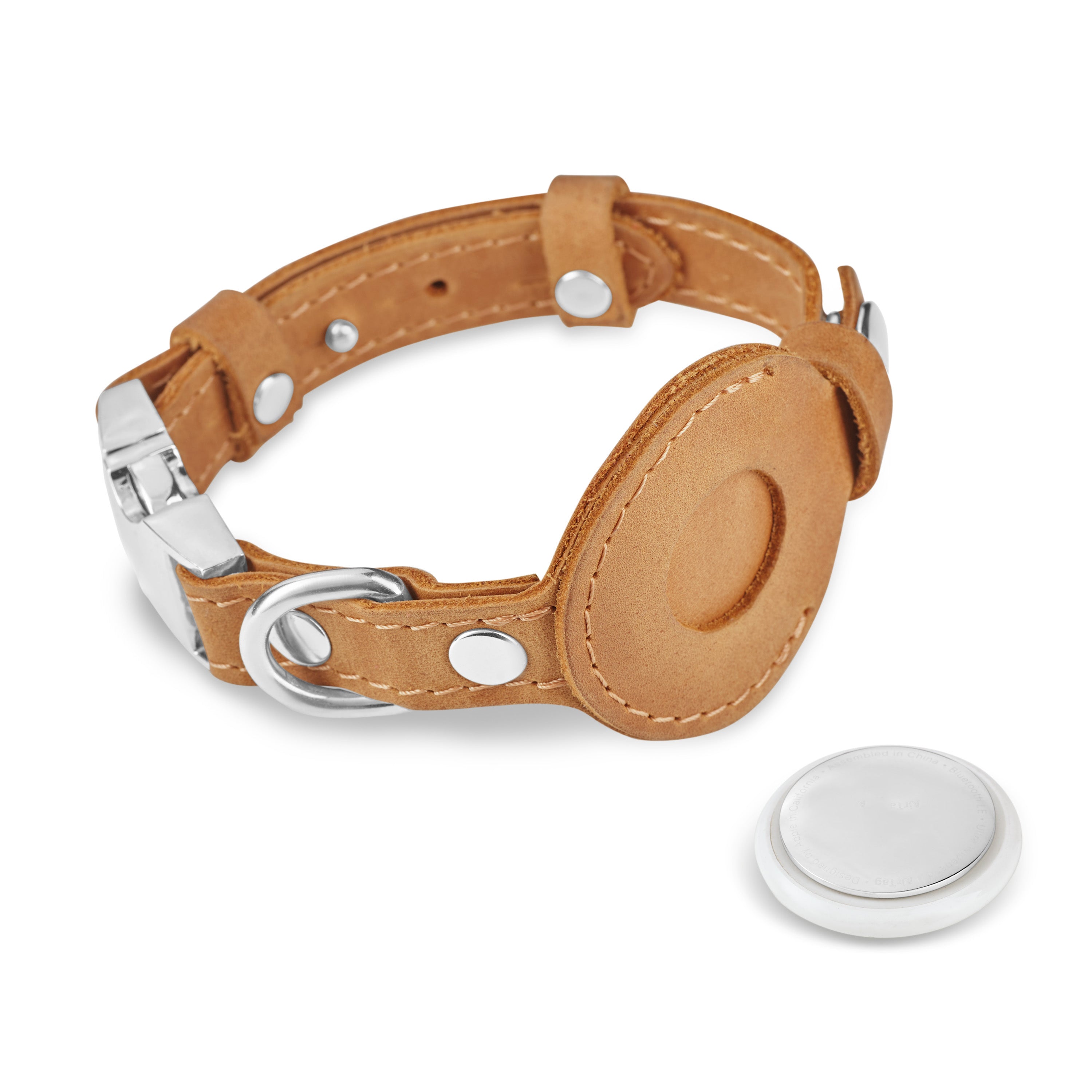 Leather AirTag Cat Collar Clip